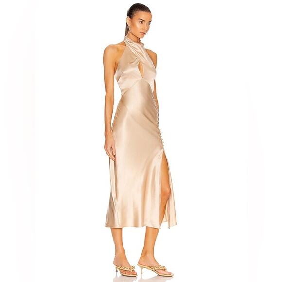 Nicholas Silk Halter Midi Dress NWT - Picture 2 of 9